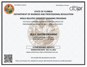 Mold Inspection Hollywood Florida License