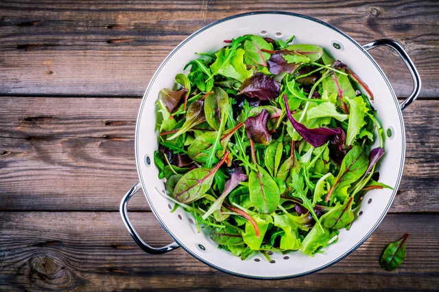 mixed greens in bowl