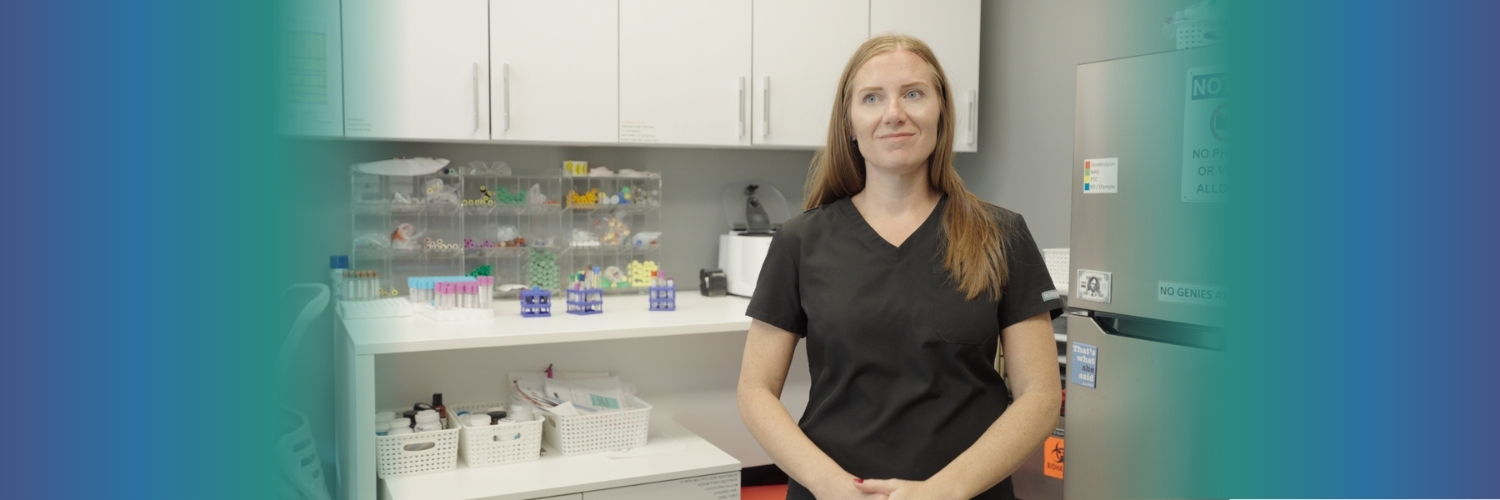 Tresa standing in front of the Rezilir Lab